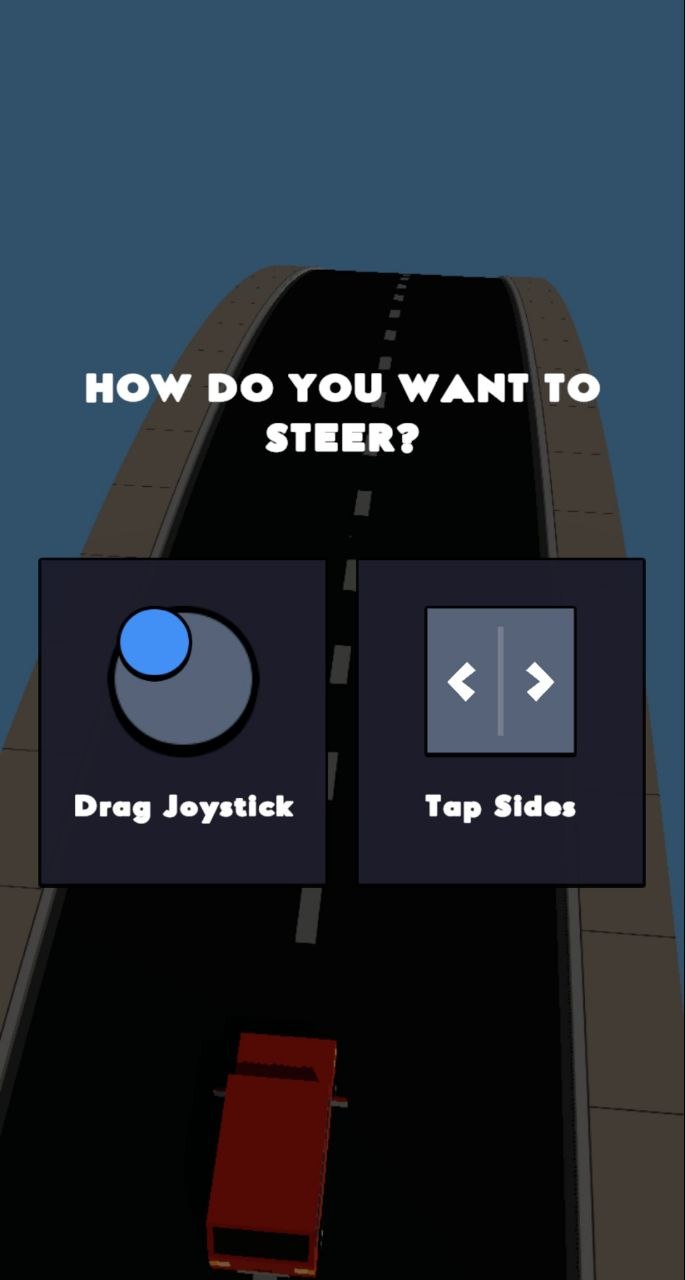 First run: the player picks a steering scheme